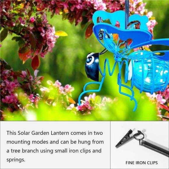 Solar Garden Lantern Outdoor Decorative Waterproof LED Bug Lights Tabletop - Picture 6 of 7